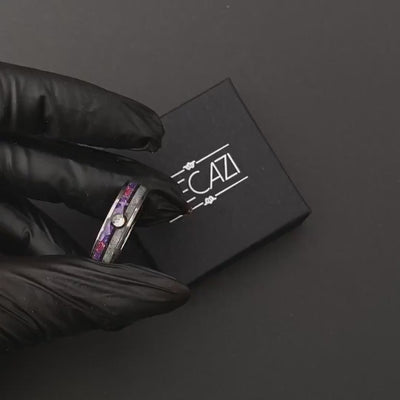 Master Ball Platinum Silver Tungsten Ring, Japanese Anime Inspired, Fire Opal Ring, Cubic Zirconia Ring, Handmade Jewelry, Wedding Ring