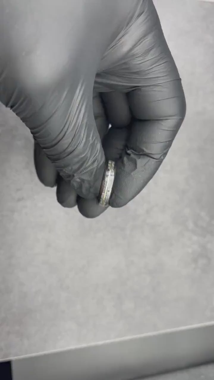 Meteorite ring,  glow ring, Gold tungsten ring, ceramic ring men, mens wedding band, mens ring, Glow in the dark ring,