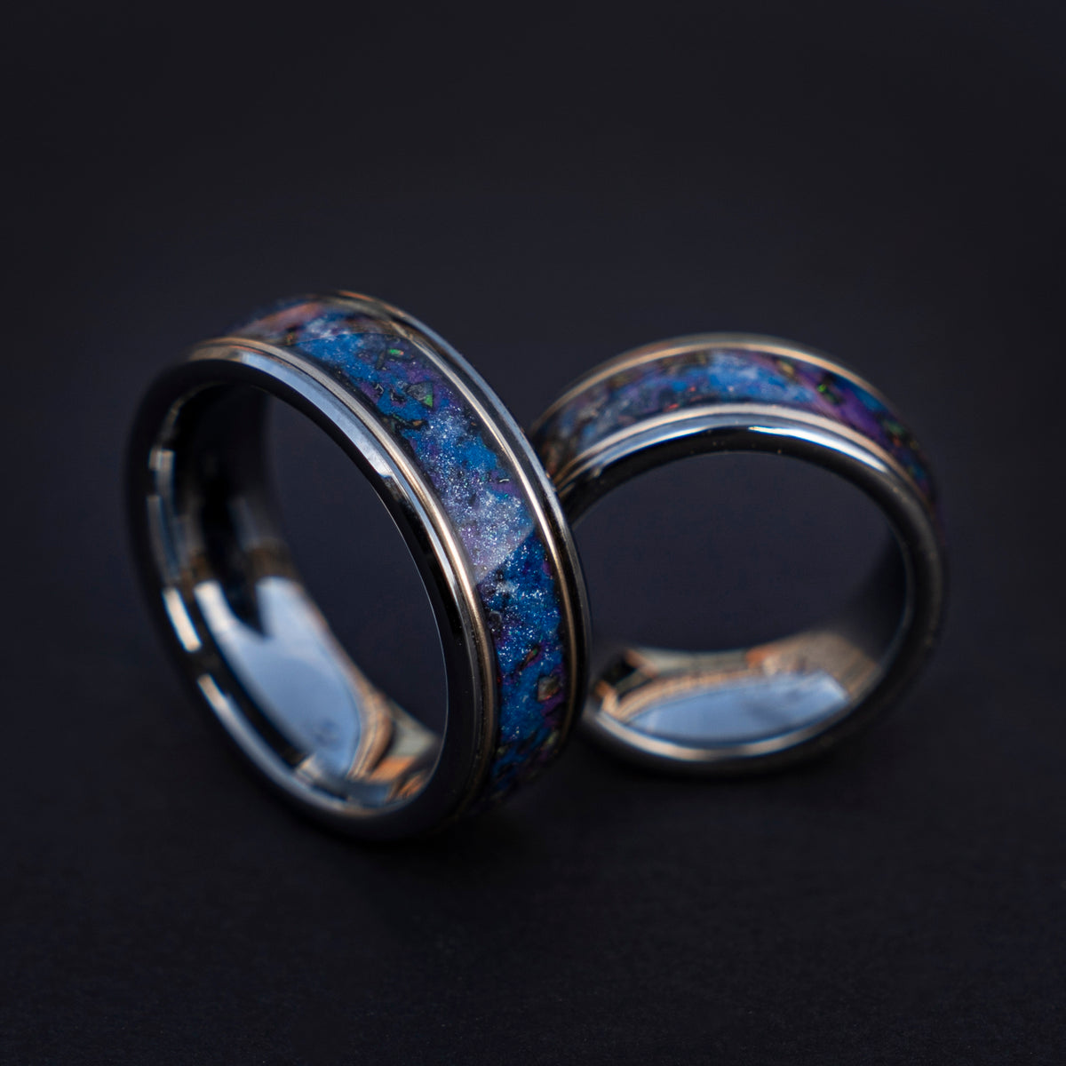 Galaxy opal ring with gold wire and meteorite - Decazi