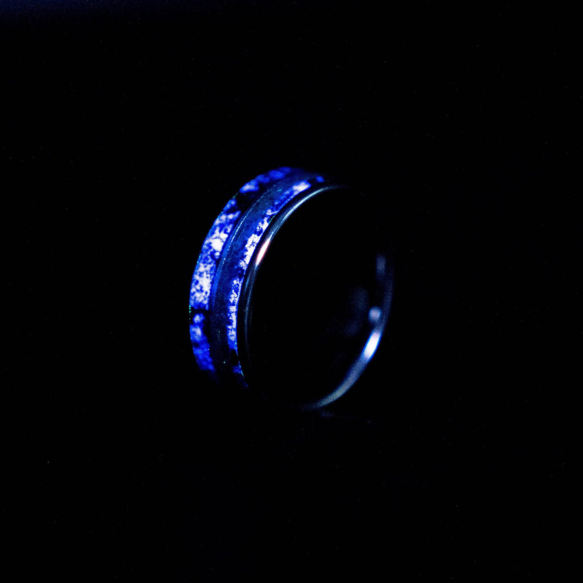 Amethyst Meteorite Lavender Opal Tungsten Ring