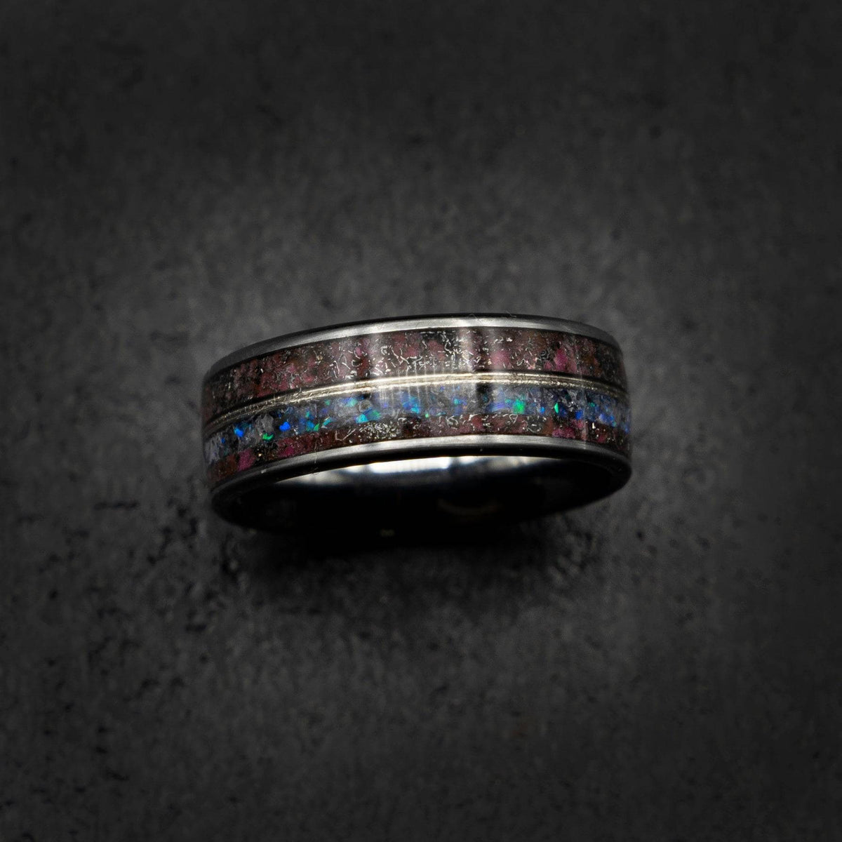 Amethyst Meteorite Lavender Opal Tungsten Ring