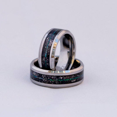 Men’s custom rings and wedding bands handcrafted with tungsten and meteorite, 