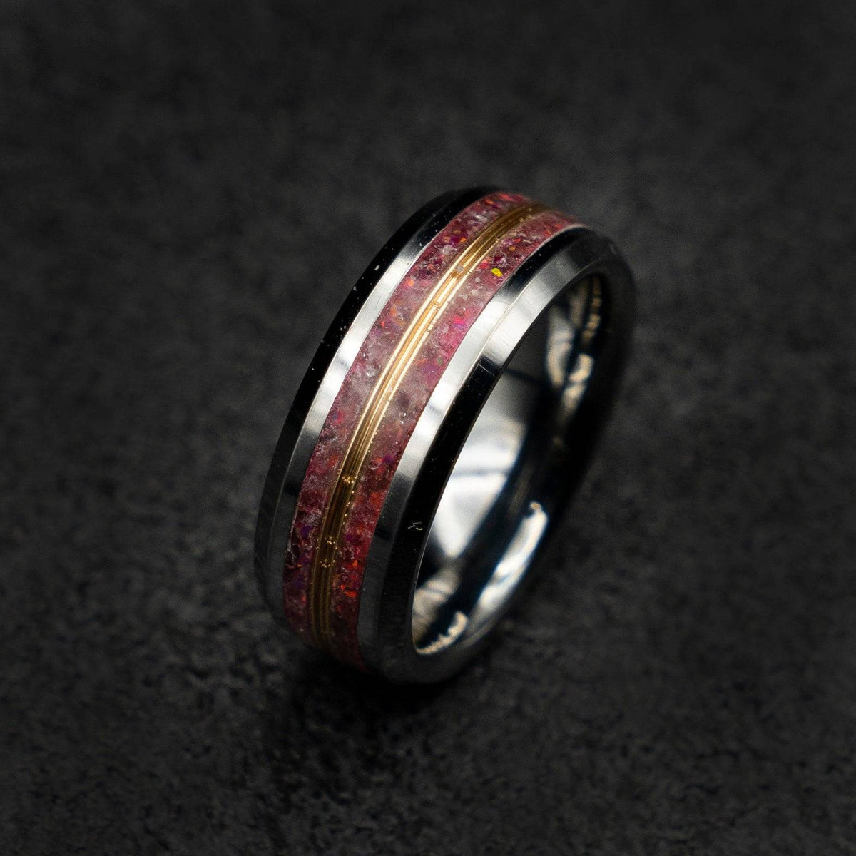 Meteorite Wedding bands For men for everyday wear ceramic hammered rings