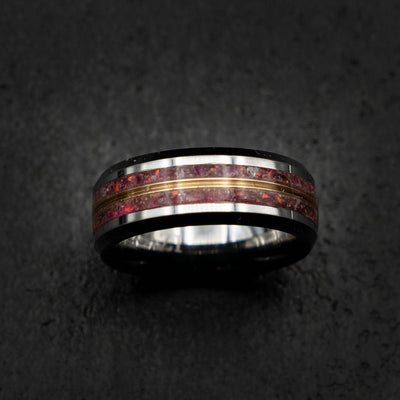Men’s custom rings and wedding bands handcrafted with tungsten and meteorite