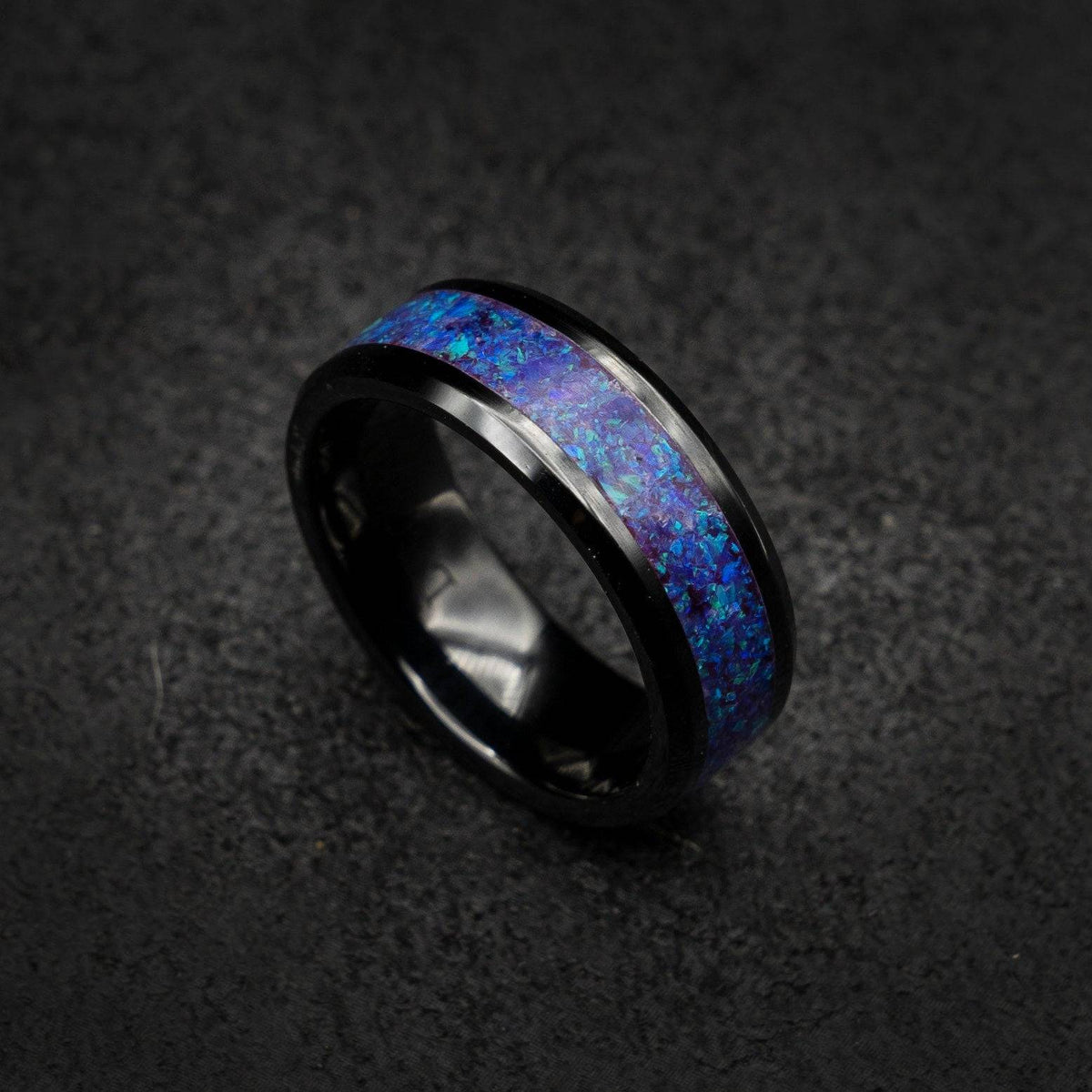 Meteorite Wedding bands For men for everyday wear ceramic hammered rings