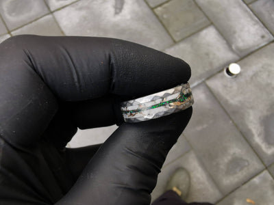 Black Opal Mokume Game & Meteorite Tungsten Ring