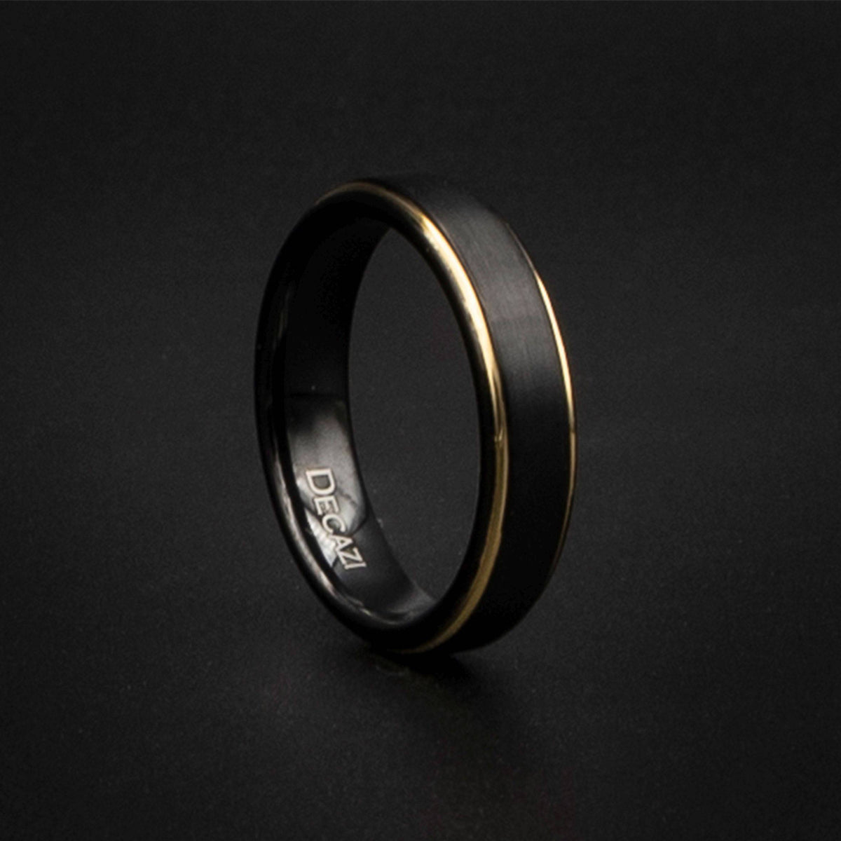 Black Tungsten Wedding Band & Plated Gold Design
