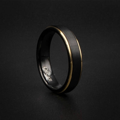 Black Tungsten Wedding Band & Plated Gold Design