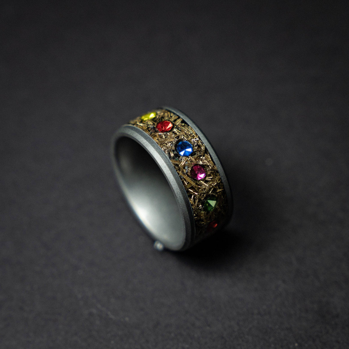 Chunky Mokume Game Shavings & Zirconia Ring