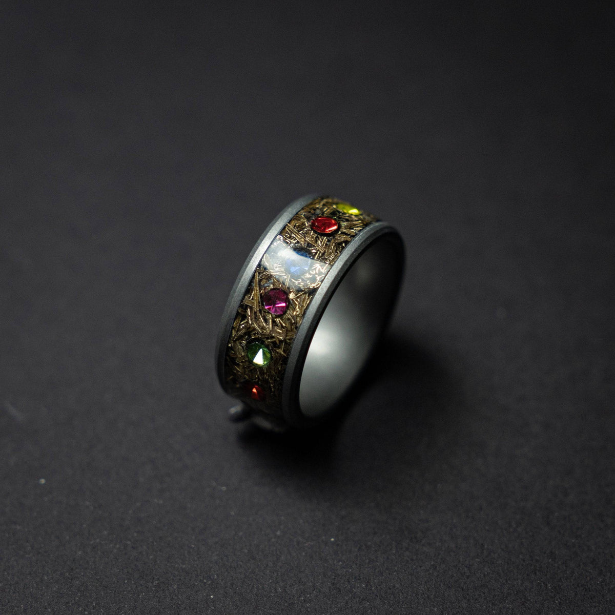 Chunky Mokume Game Shavings & Zirconia Ring