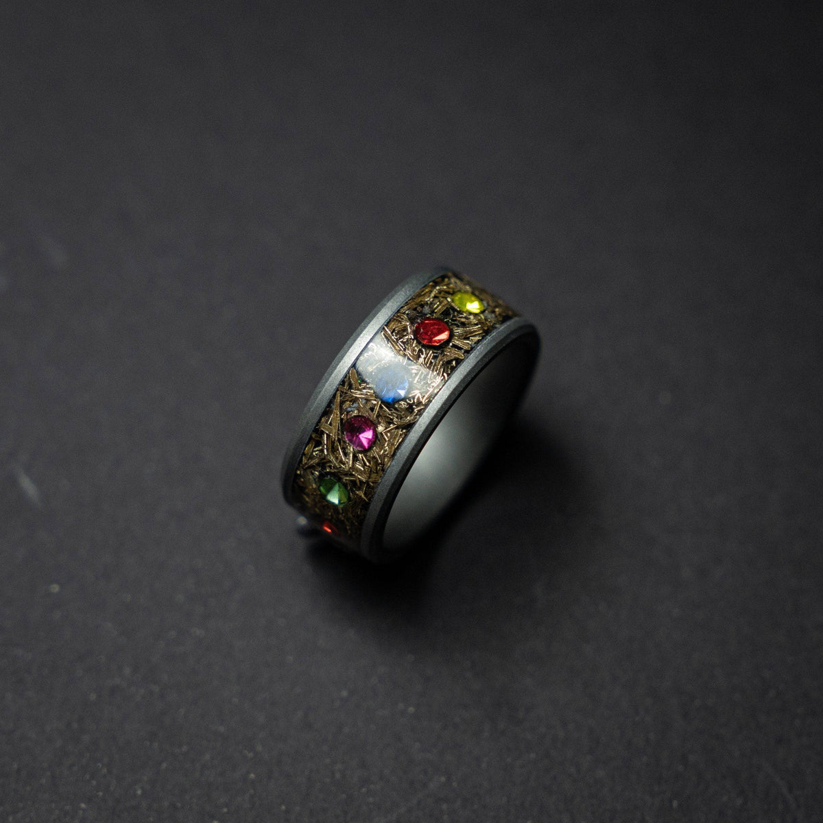 Chunky Mokume Game Shavings & Zirconia Ring