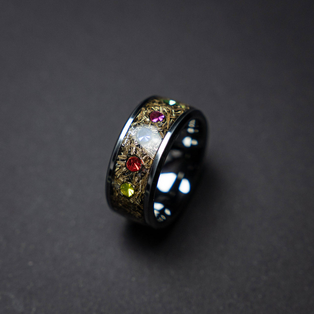 Chunky Mokume Game Shavings & Zirconia Ring