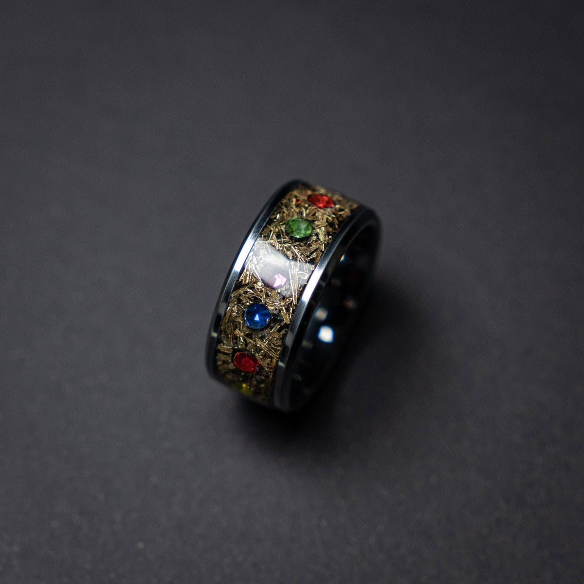 Chunky Mokume Game Shavings & Zirconia Ring