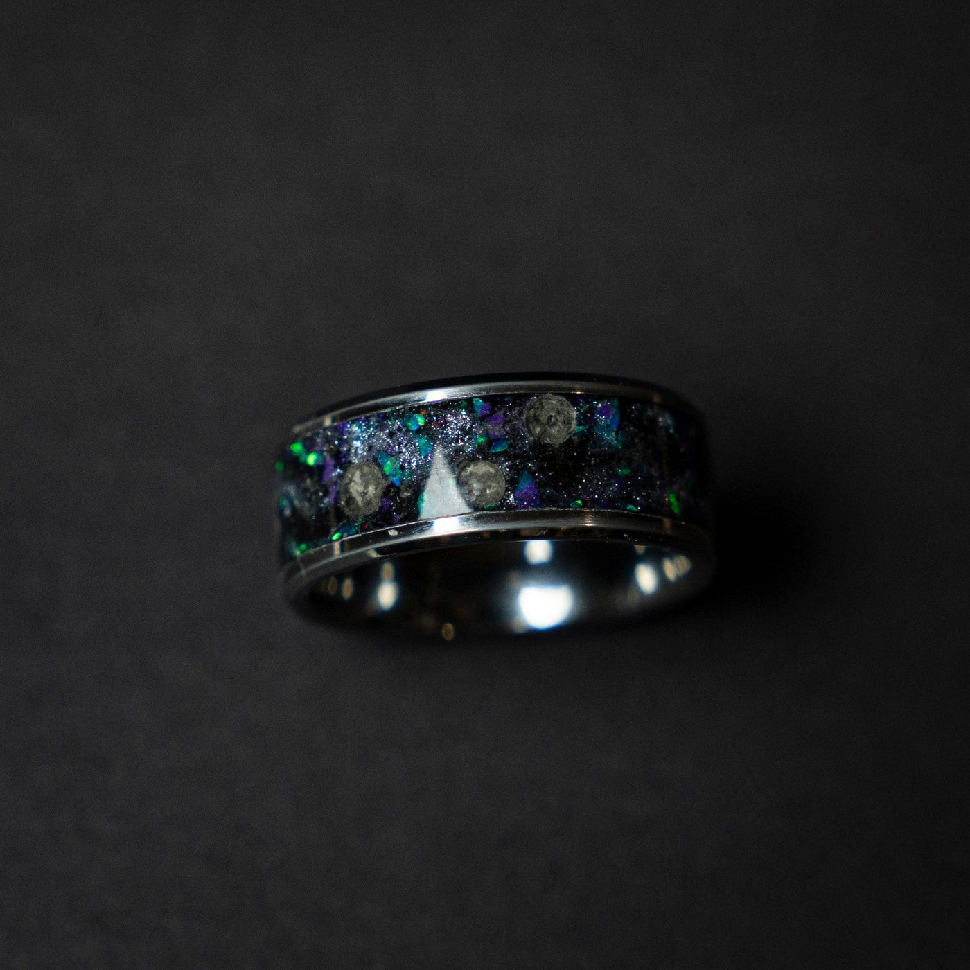 Galaxy moon meteorite men's tungsten wedding band