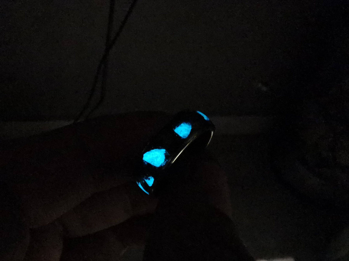Genuine Australian Opal Blue Glow Tungsten Ring