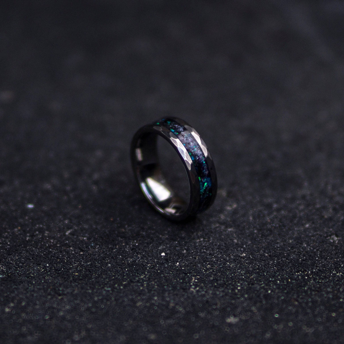 Genuine Meteorite Wedding Glow Ring Band