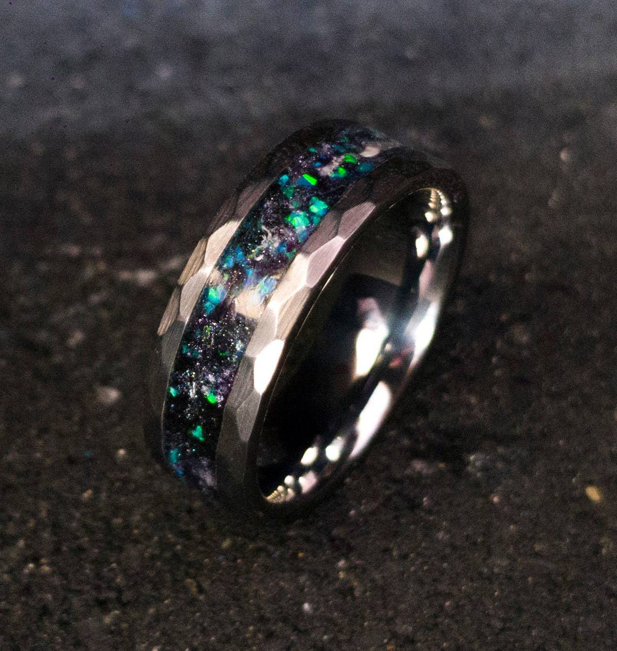 Genuine Meteorite Wedding Glow Ring Band