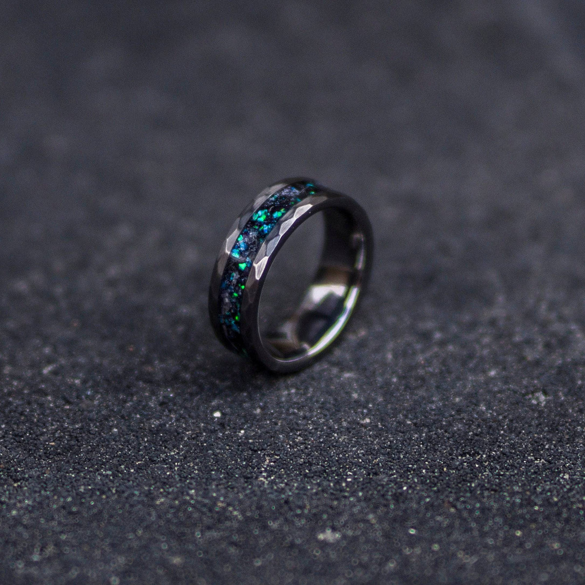 Genuine Meteorite Wedding Glow Ring Band
