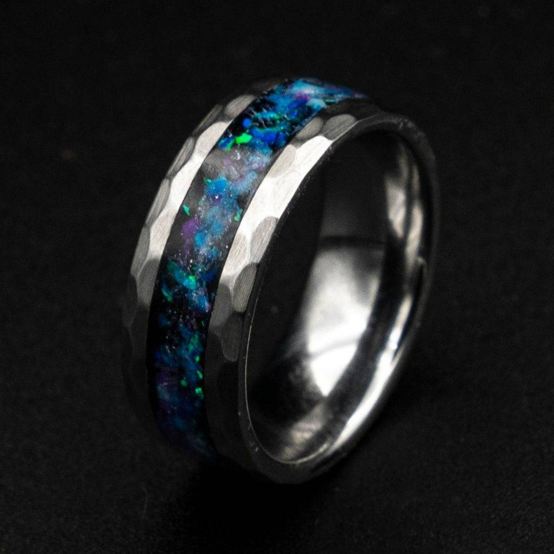 Genuine Meteorite Wedding Glow Ring Band