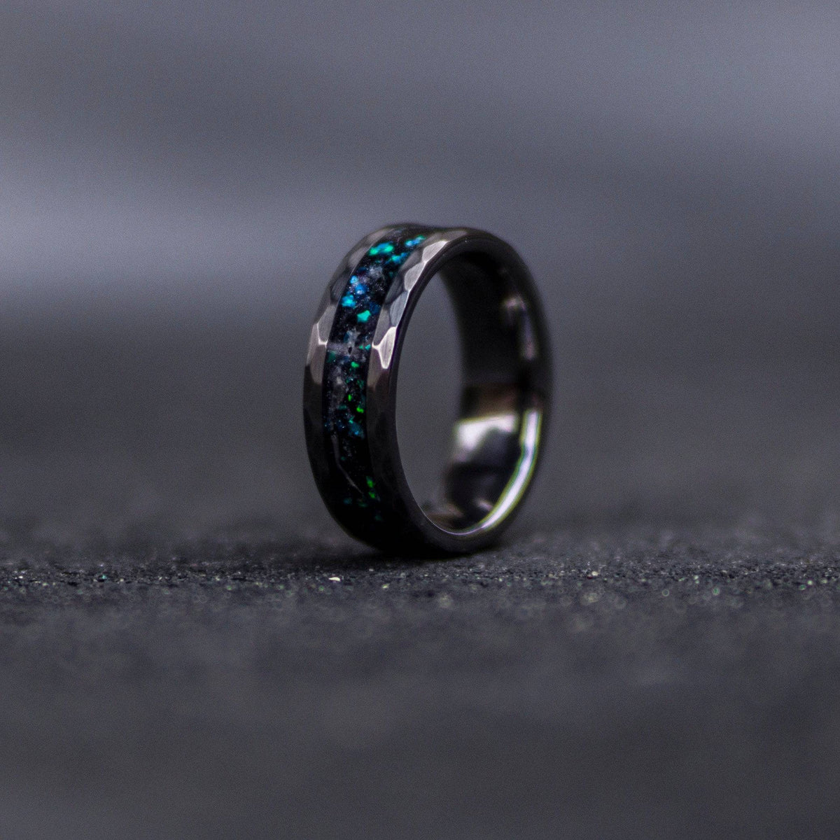 Genuine Meteorite Wedding Glow Ring Band
