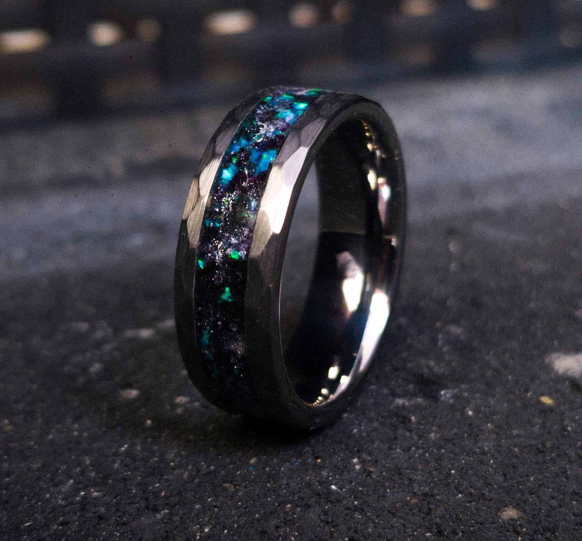 Genuine Meteorite Wedding Glow Ring Band