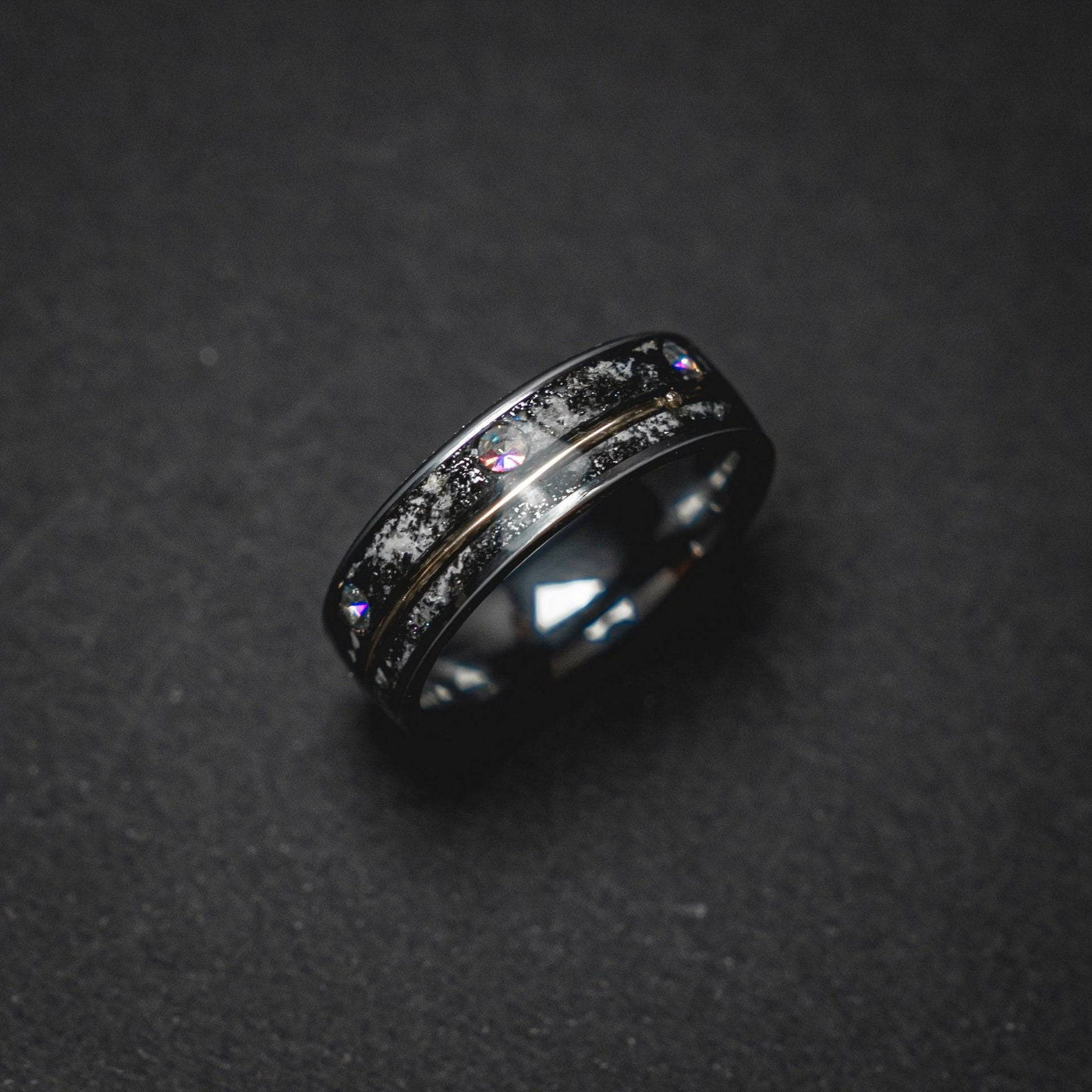 Glow in the Dark Tungsten Ring Meteorite Inlay