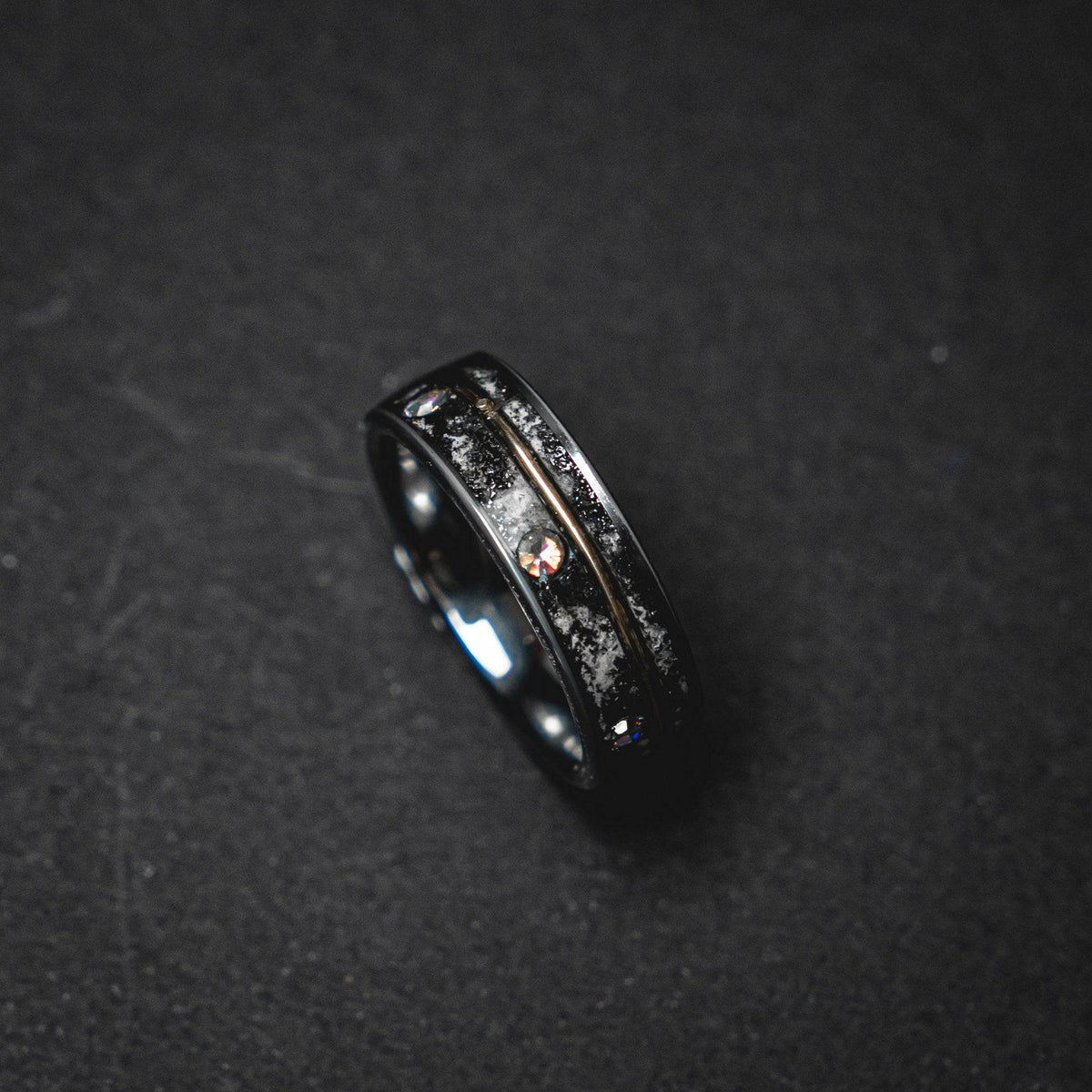 Glow in the Dark Tungsten Ring Meteorite Inlay