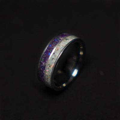 Herkimer Diamond Tungsten Ring Amethyst Inlay
