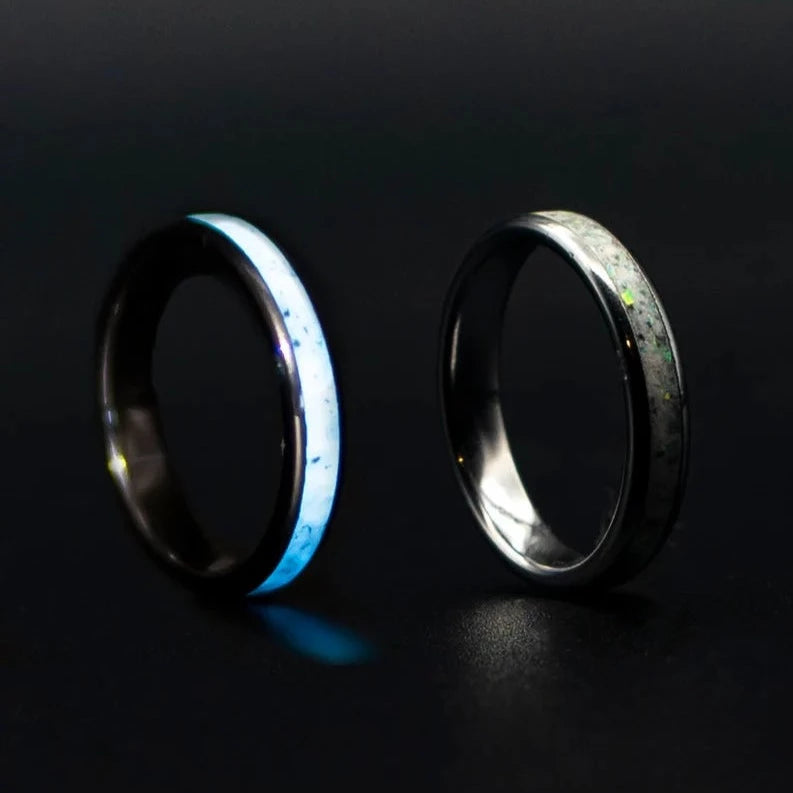 Glow in the dark Stackable White Opal Ring - Decazi