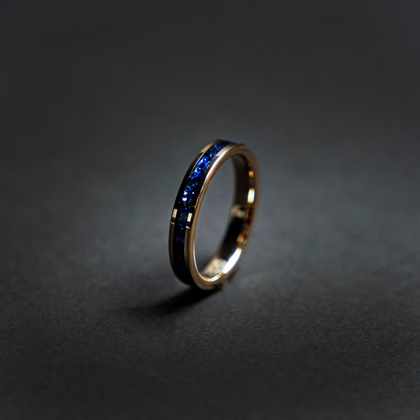 Rose golden plated tungsten ring with blue opal - Decazi