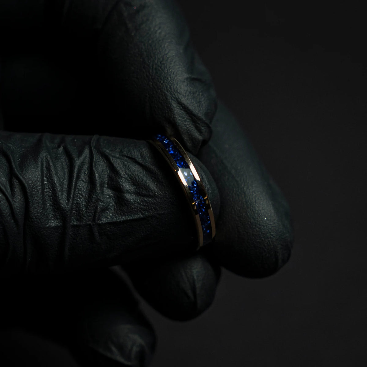 Rose golden plated tungsten ring with blue opal - Decazi