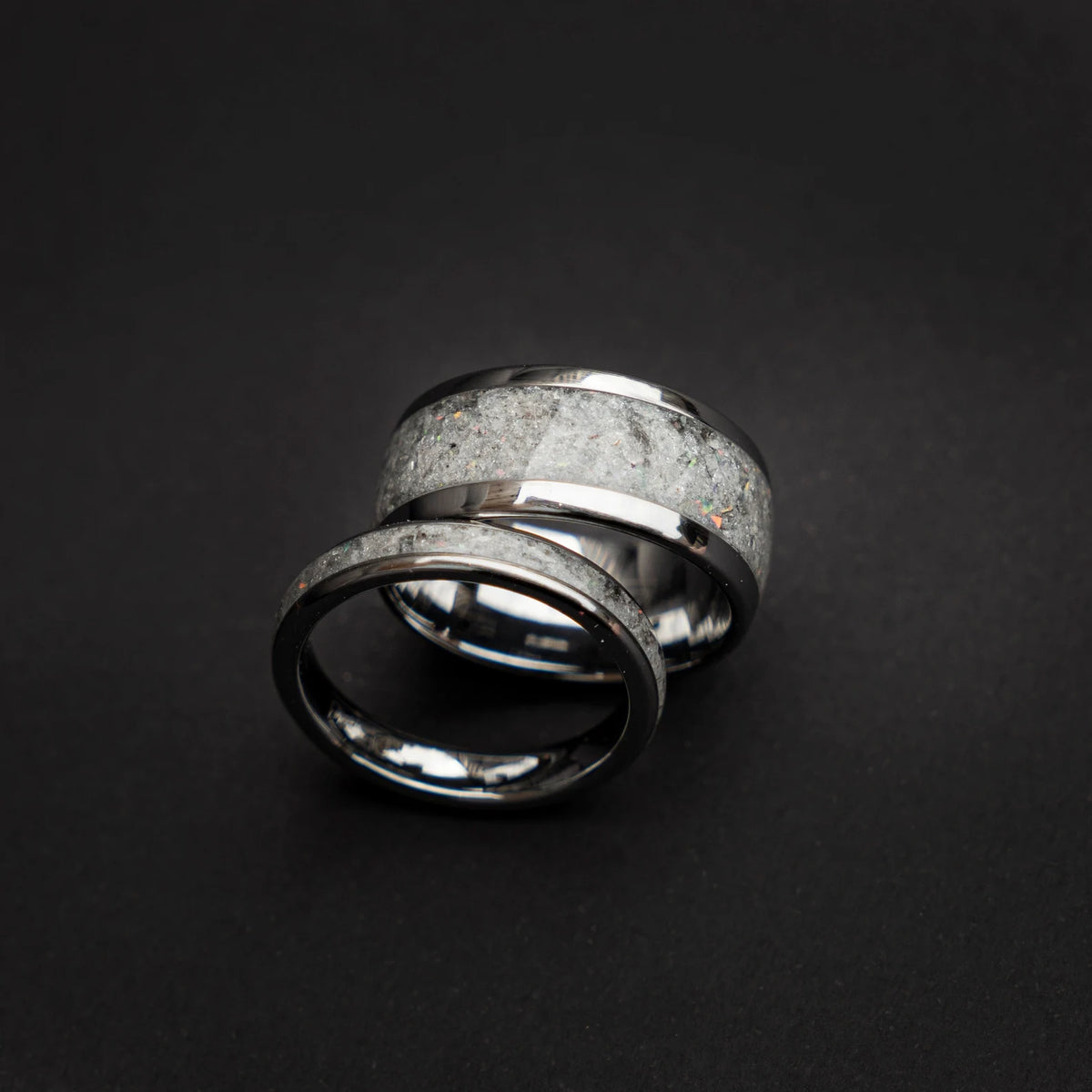 Domed Moonstone Tungsten Ring Set - Decazi