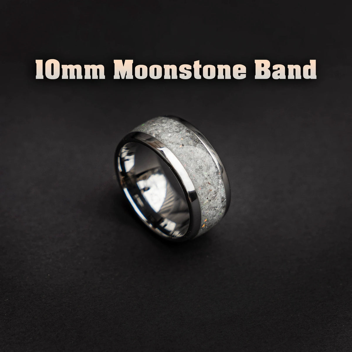 Moonstone Wide Tungsten Ring With Opal - Decazi