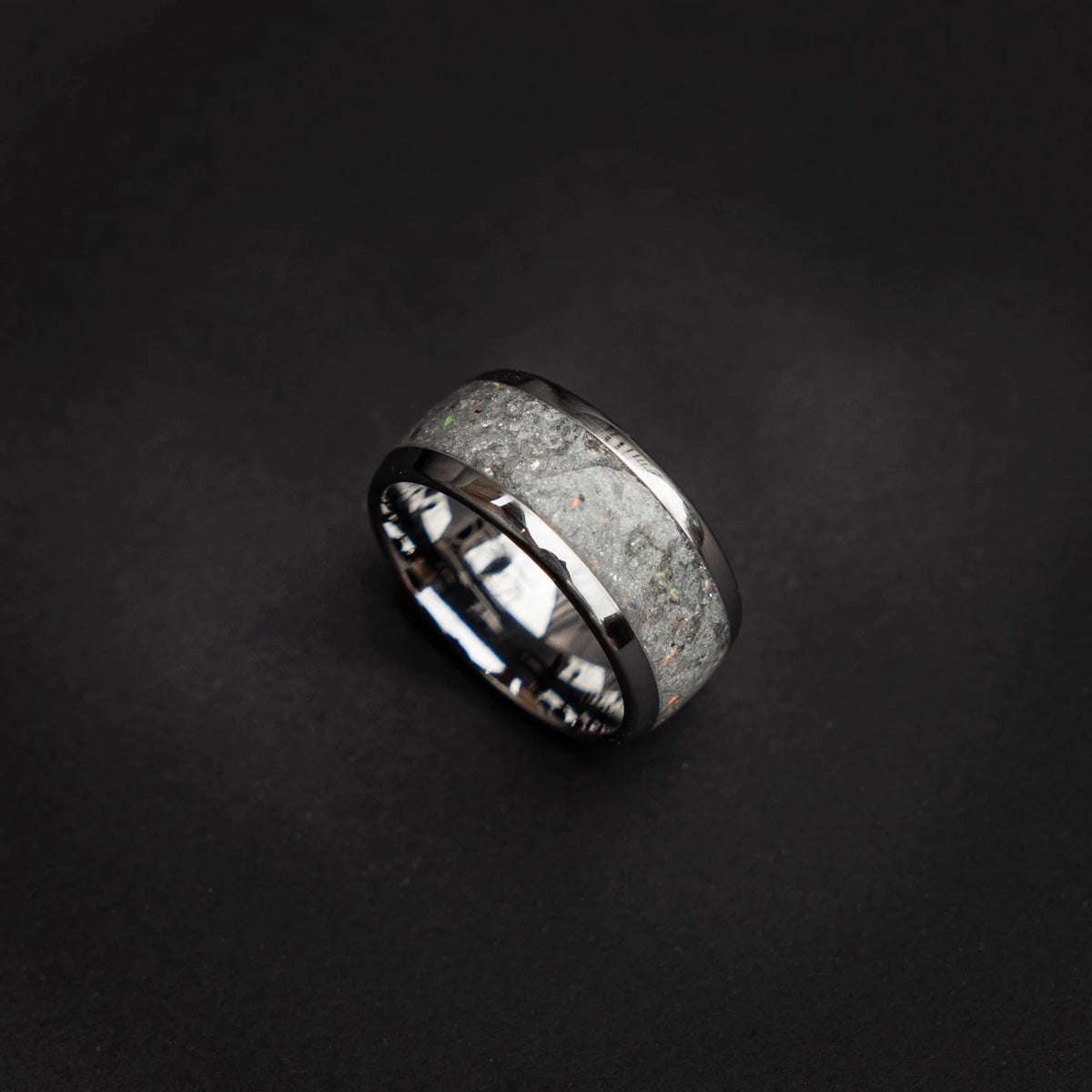 Moonstone Wide Tungsten Ring With Opal - Decazi
