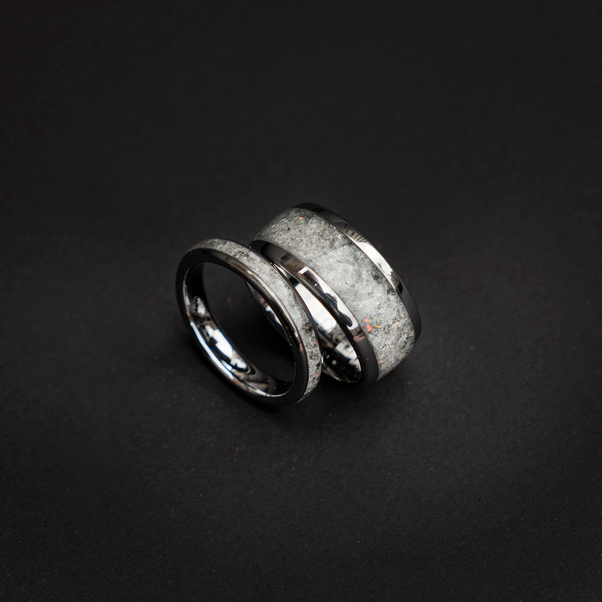 Domed Moonstone Tungsten Ring Set - Decazi
