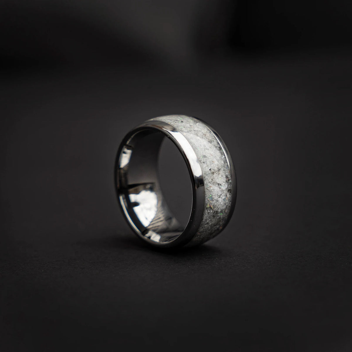 Moonstone Wide Tungsten Ring With Opal - Decazi