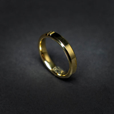 Gold beveled tungsten ring