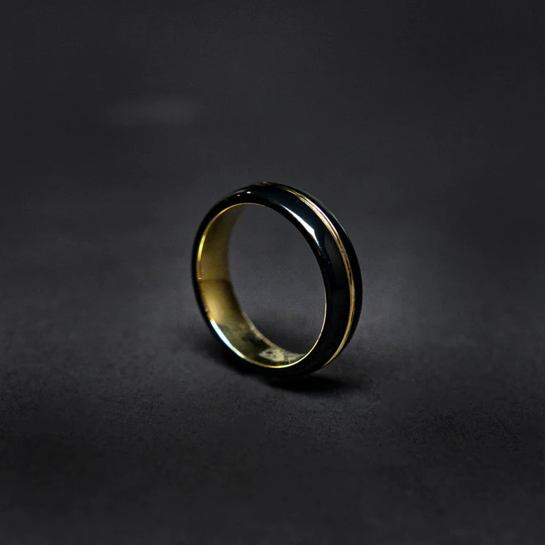 Golden Black Tungsten Everyday Ring