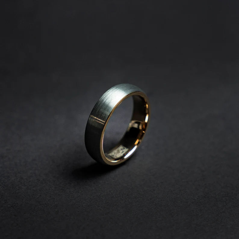 Rose gold brushed tungsten ring