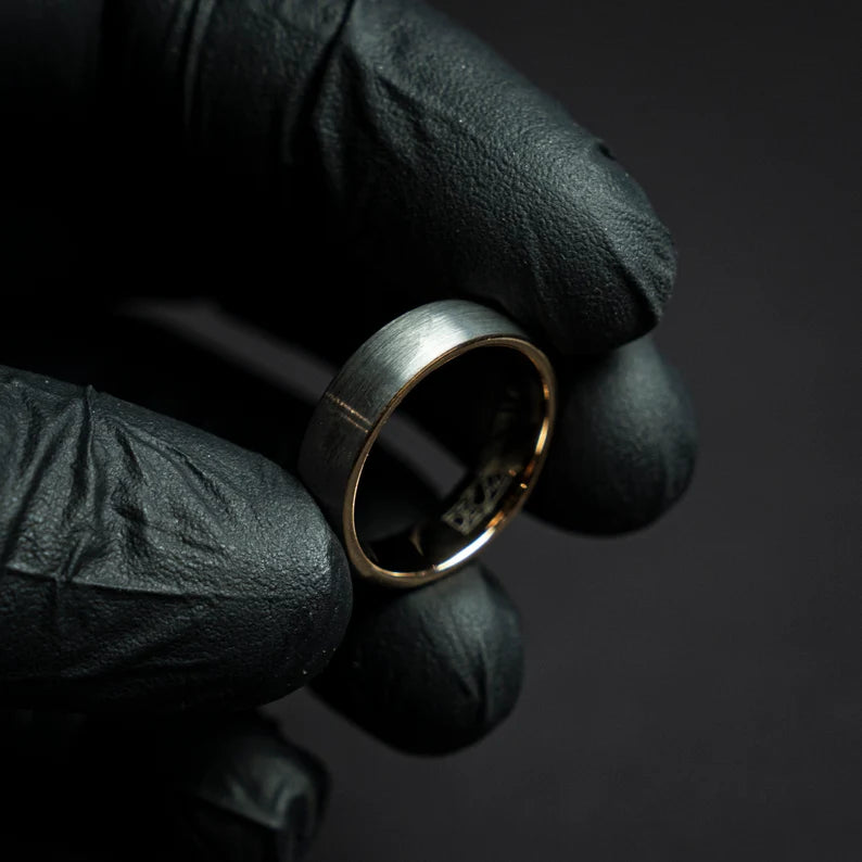 Rose gold brushed tungsten ring