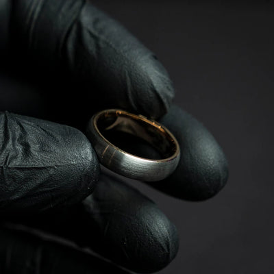 Rose gold brushed tungsten ring