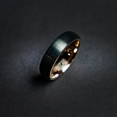 Black Brushed Rose Golden Tungsten Ring Damascus Wedding Band Ring