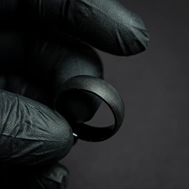 Black Tungsten Promise Ring Unique Wedding Band Decazi Jewelry