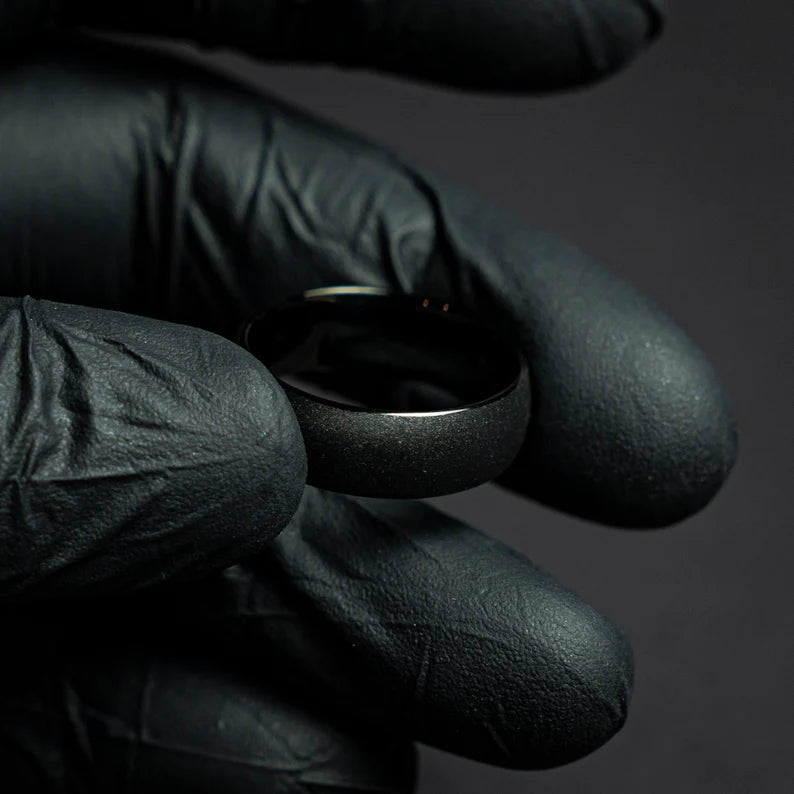 Black Tungsten Promise Ring Unique Wedding Band Decazi Jewelry