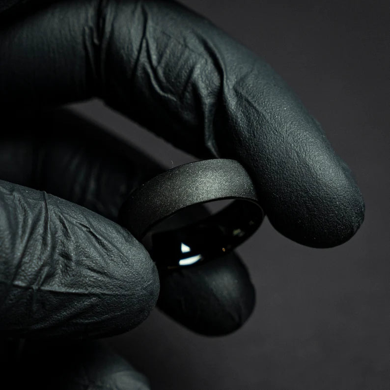 Black Tungsten Promise Ring Unique Wedding Band  Decazi Jewelry