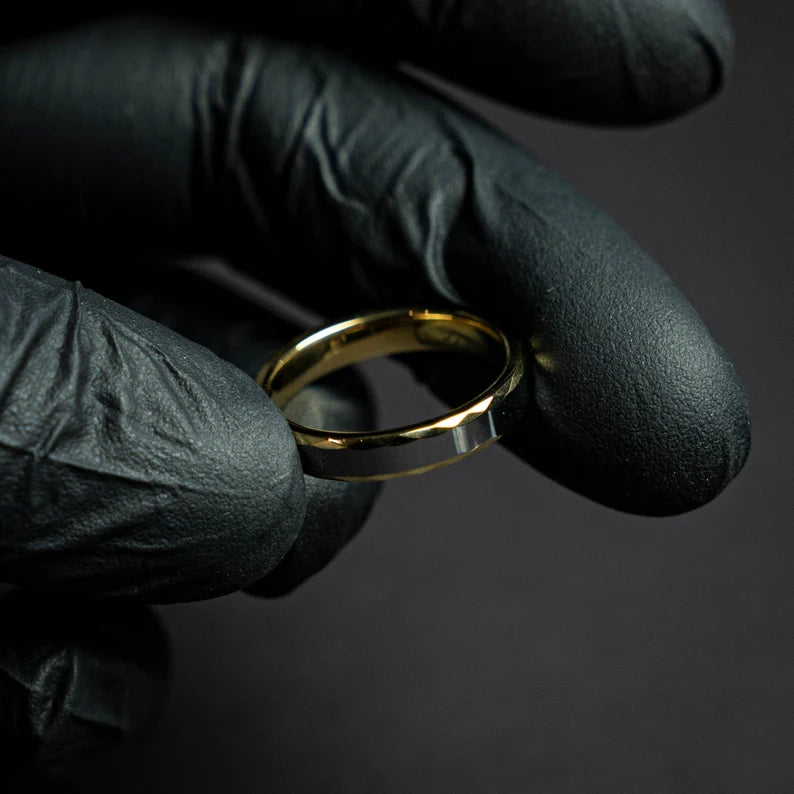Gold hammered tungsten ring