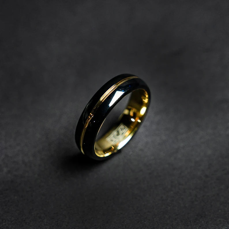 Golden Black Tungsten Everyday Ring