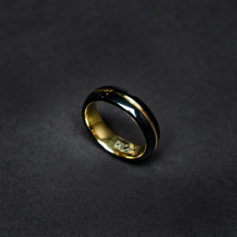 Golden Black Tungsten Everyday Ring