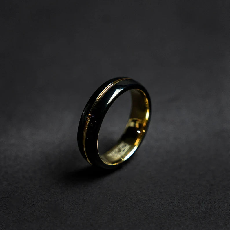 Golden Black Tungsten Everyday Ring