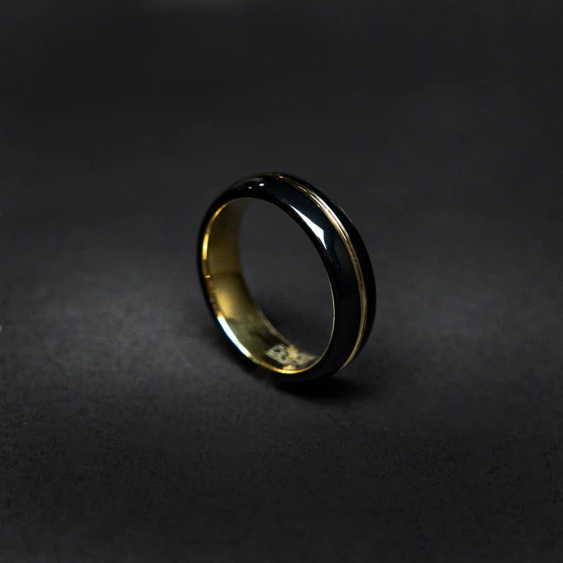 Golden Black Tungsten Everyday Ring